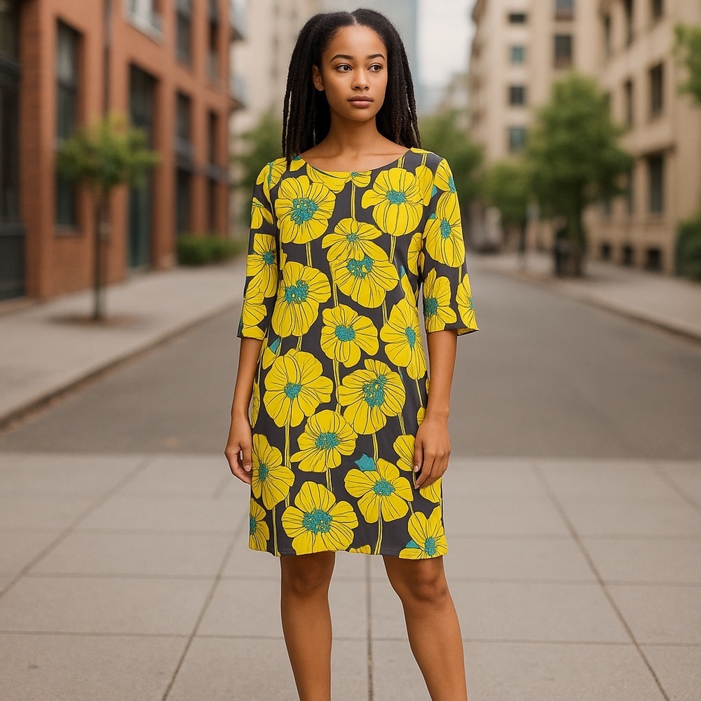 ❄️ Zara | Bright Yellow Floral Mini Dress Size XS